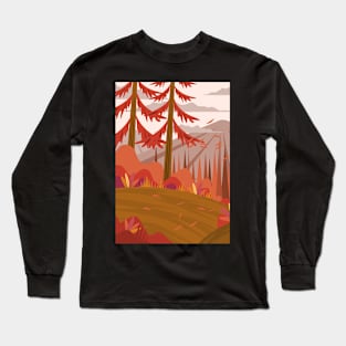 Autumn Nature Illustration Long Sleeve T-Shirt